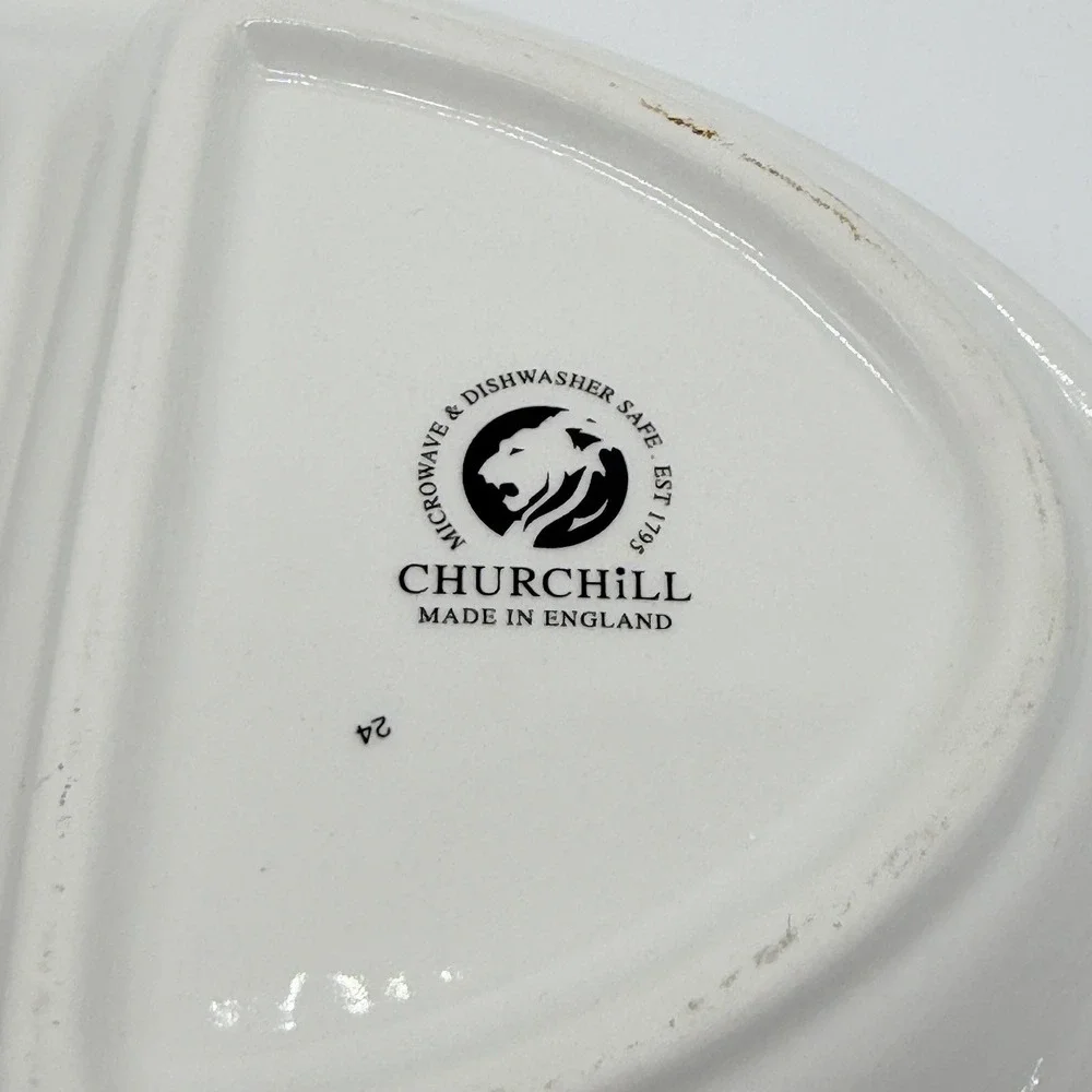 Vtg Churchill of England Blue Willow Divided‎ Oval Vegetable Serving Dish Bowl